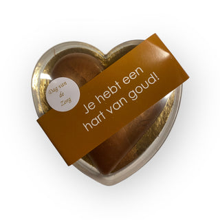 Hart van Goud-Dag van de Zorg. Chocoladehart Goud 200 gram Brievenbuspost - Macaronstore.nl