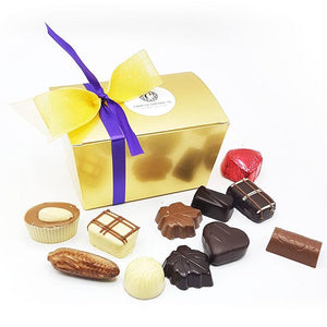 250 gram Belgische bonbons in gouden doosje met decoratie - Macaronstore.nl