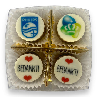 4 bonbons met logo
