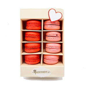 Lovebox macarons 8 stuks  Rood / Roze - Macaronstore.nl